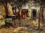 Idle Moments An Arab Courtyard by Frederick Arthur Bridgman